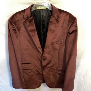 Salvatore Exte Men’s Dress Blazer Sz 44L Burgundy Tetron Velvet Business Formal